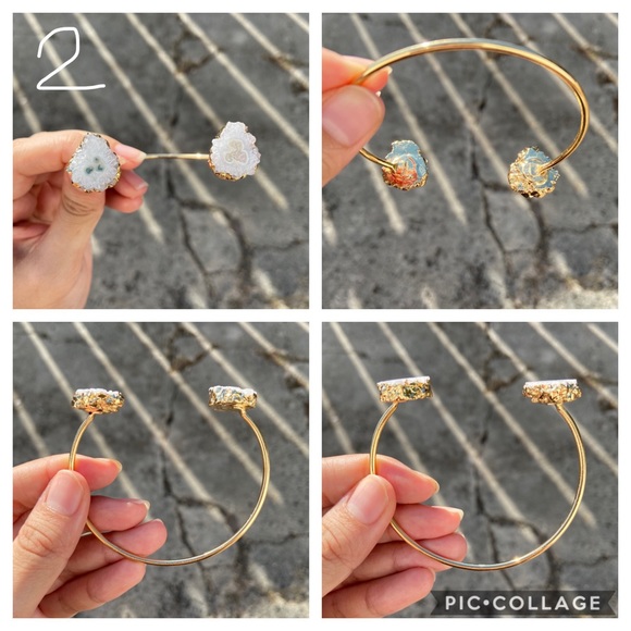 Raw Stalactite Gemstone Gold Plated Bracelet - Picture 4 of 5